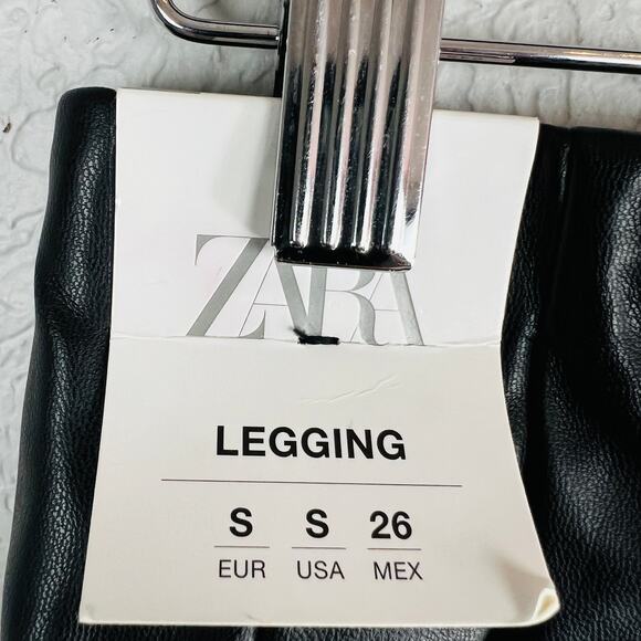 NEW! Zara Faux Leather Hi Rise Legging Black Side Zip Ankle - S - Picture 6 of 7